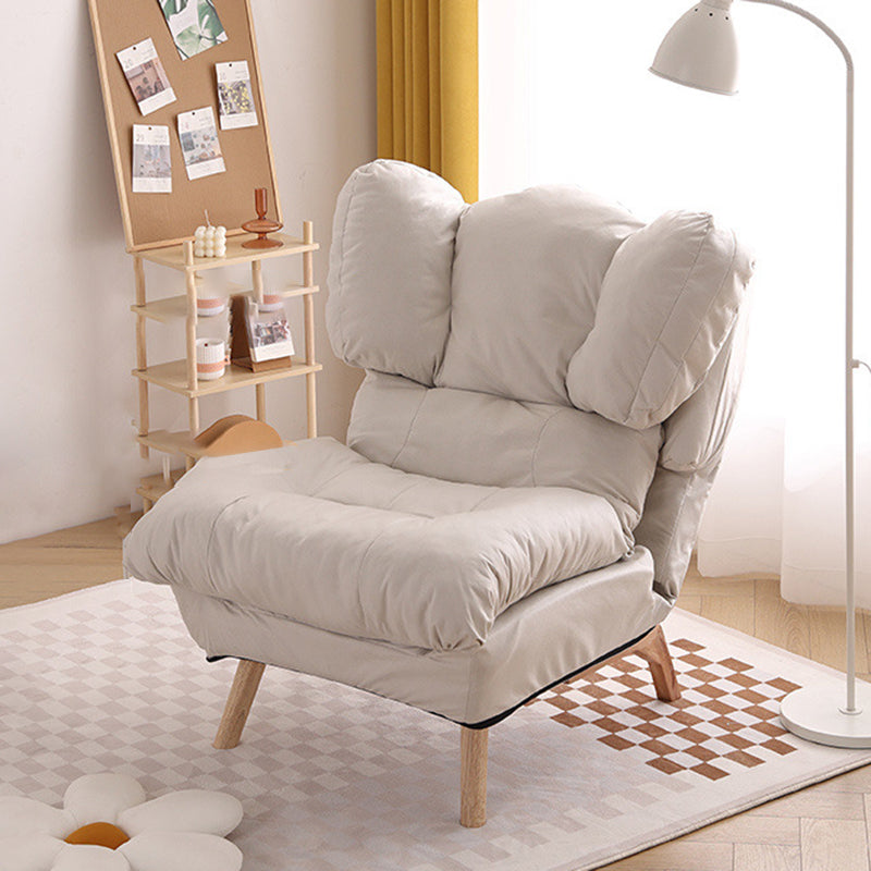 Minimalist Foldable Tech Fabric Accent Chair — With Footrest / Beige + Cotton Linen