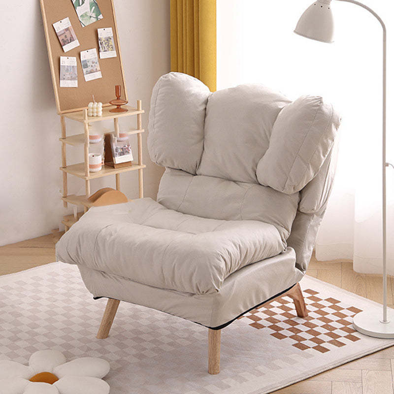 Minimalist Foldable Tech Fabric Accent Chair — With Footrest / Beige + Cotton Linen