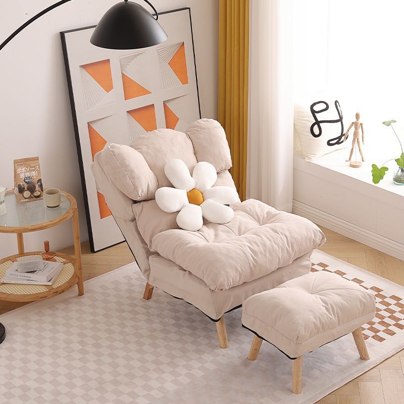 Minimalist Foldable Tech Fabric Accent Chair — Without Footrest / Yellow + Cotton Linen