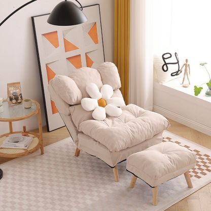 Minimalist Foldable Tech Fabric Accent Chair — Without Footrest / Yellow + Cotton Linen