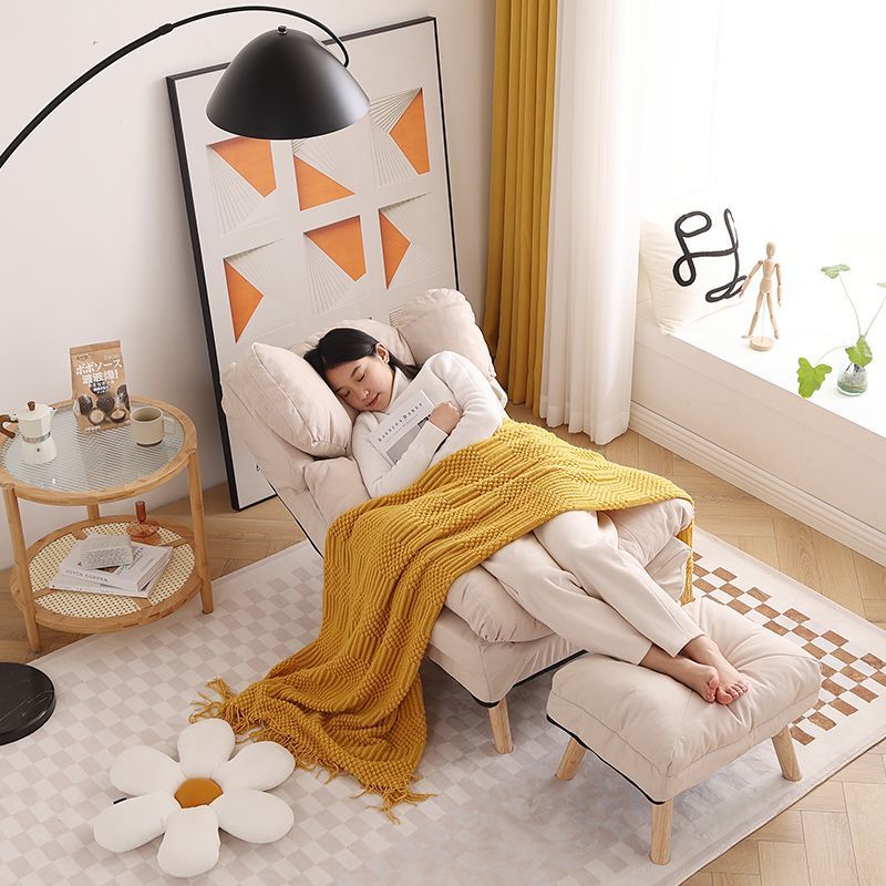 Minimalist Foldable Tech Fabric Accent Chair — With Footrest / Cream + Tech Fabric