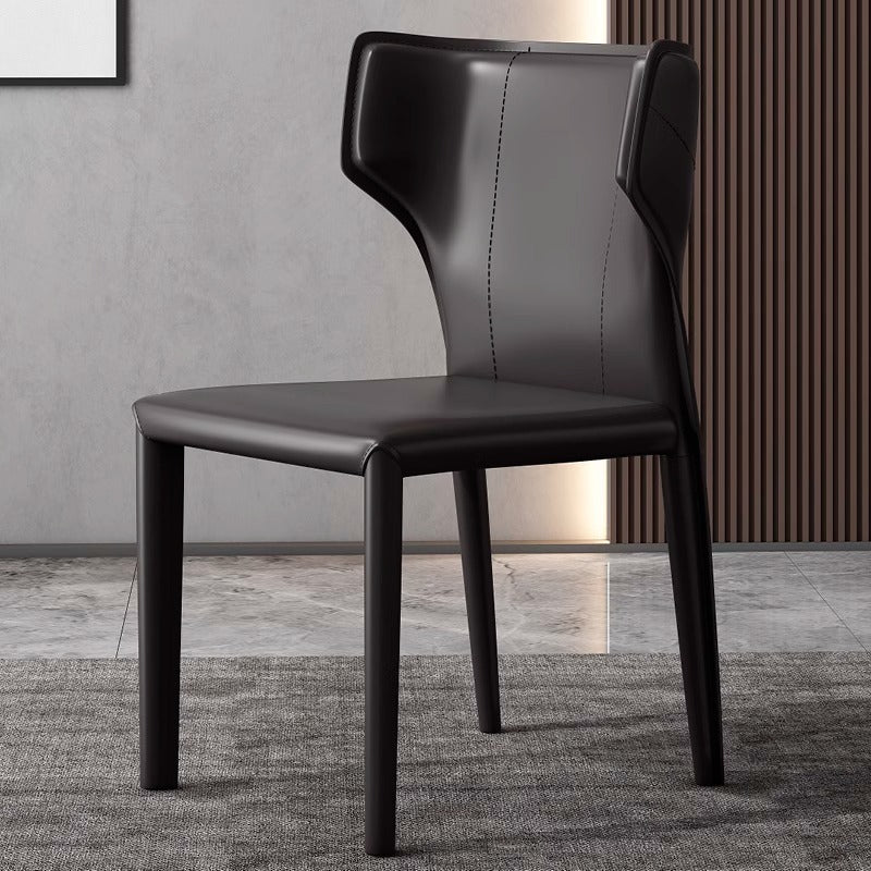 Scandinavian Bullhead Leather Metal Dining Chair