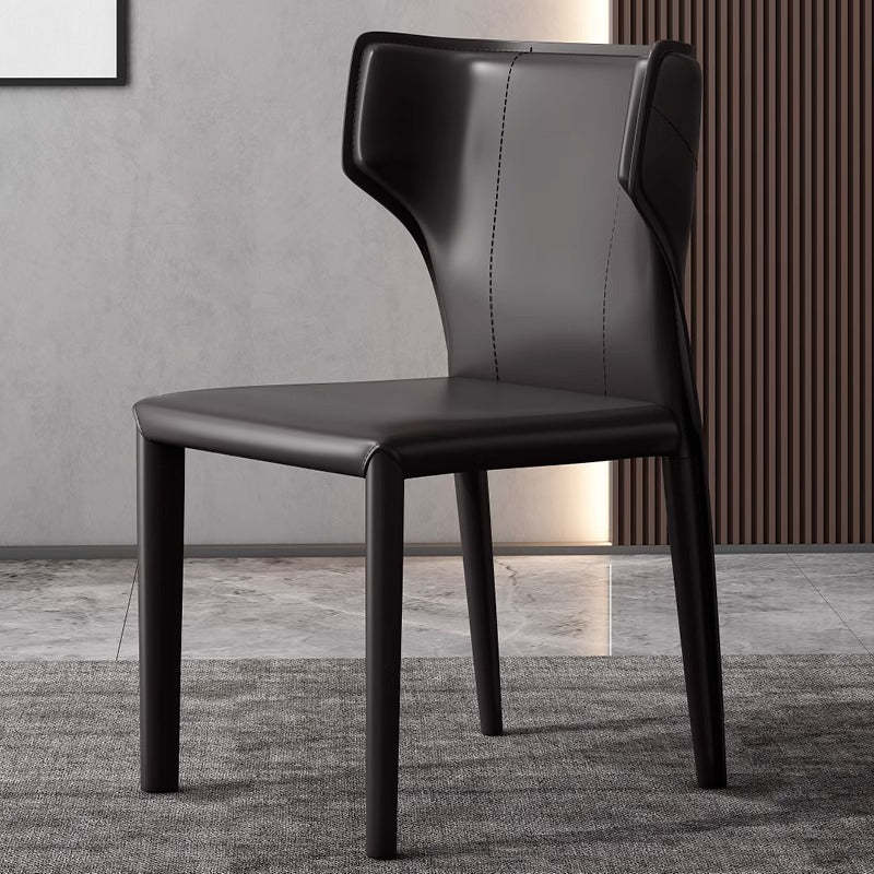 Scandinavian Bullhead Leather Metal Dining Chair
