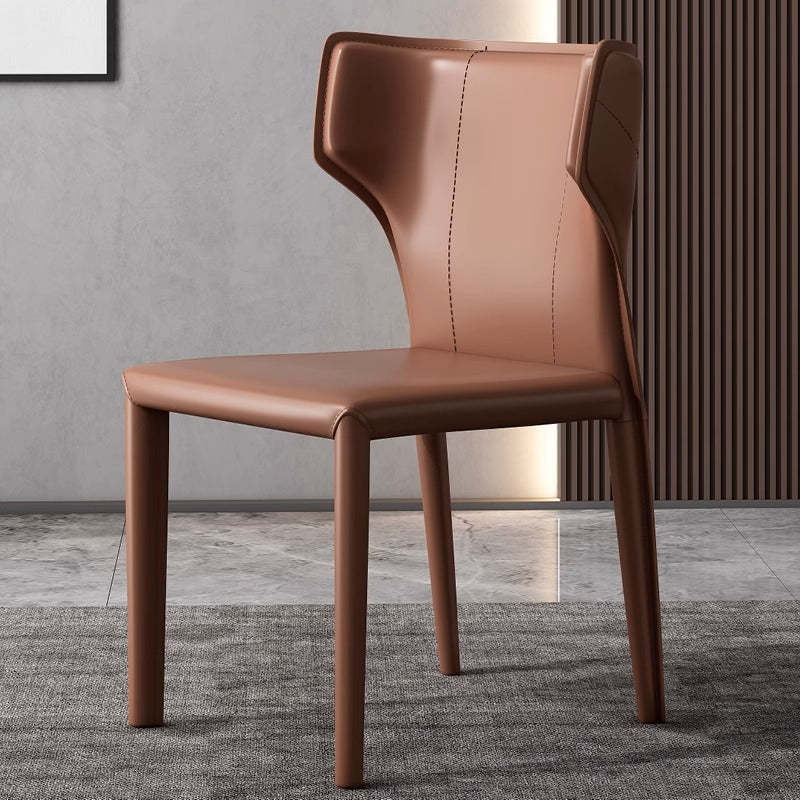 Scandinavian Bullhead Leather Metal Dining Chair