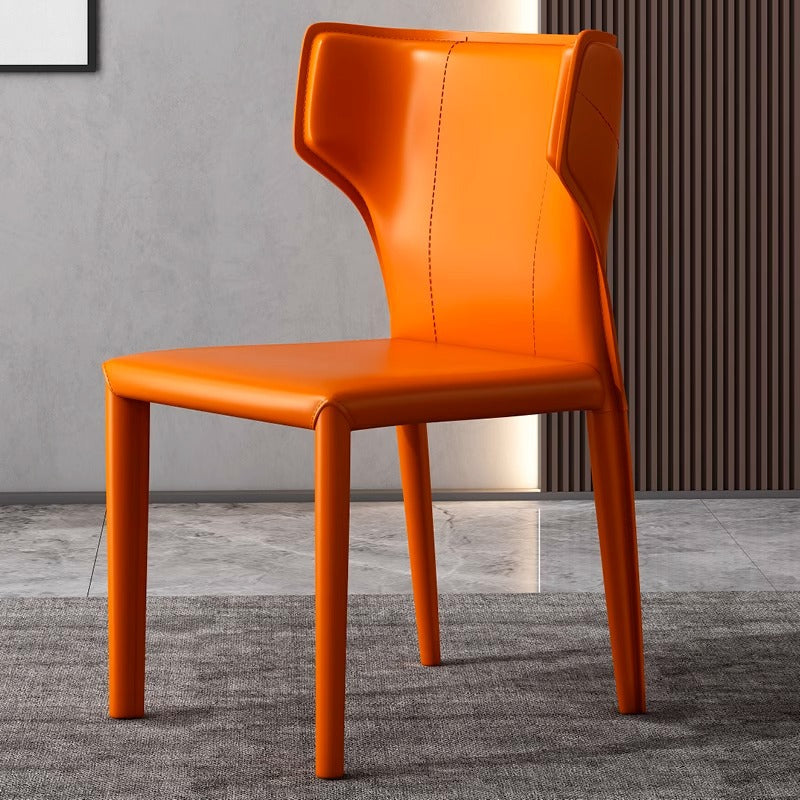Scandinavian Bullhead Leather Metal Dining Chair