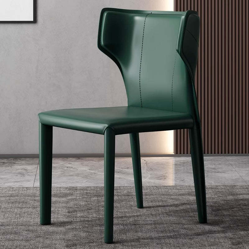 Scandinavian Bullhead Leather Metal Dining Chair
