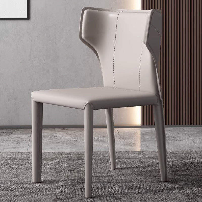 Scandinavian Bullhead Leather Metal Dining Chair