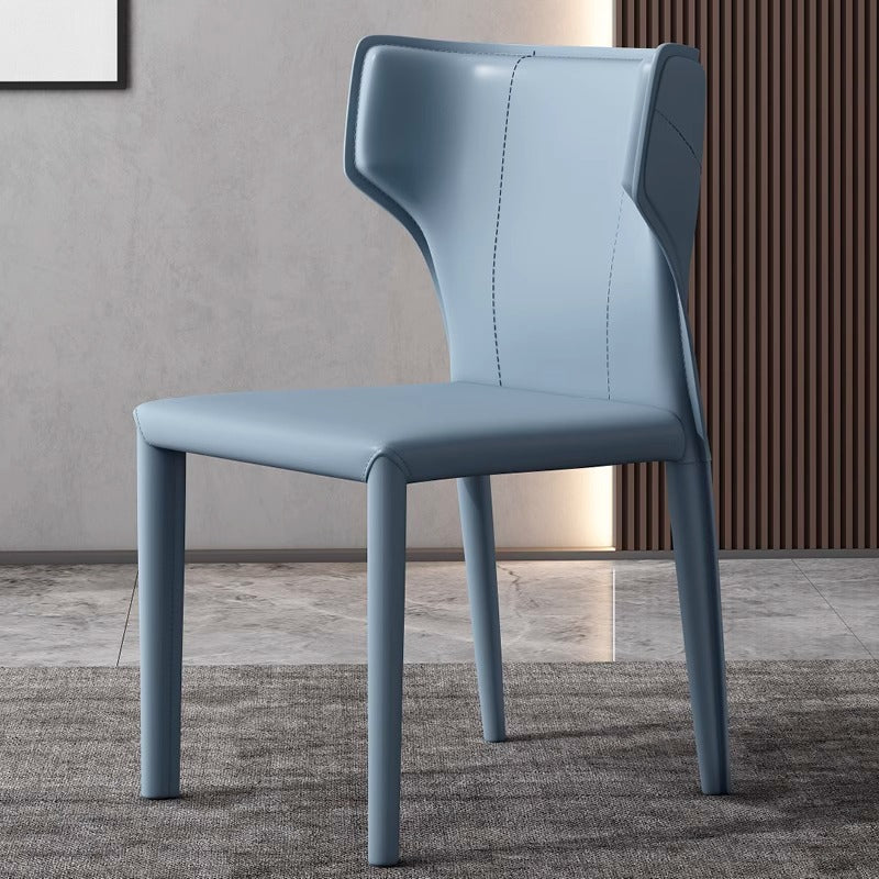 Scandinavian Bullhead Leather Metal Dining Chair