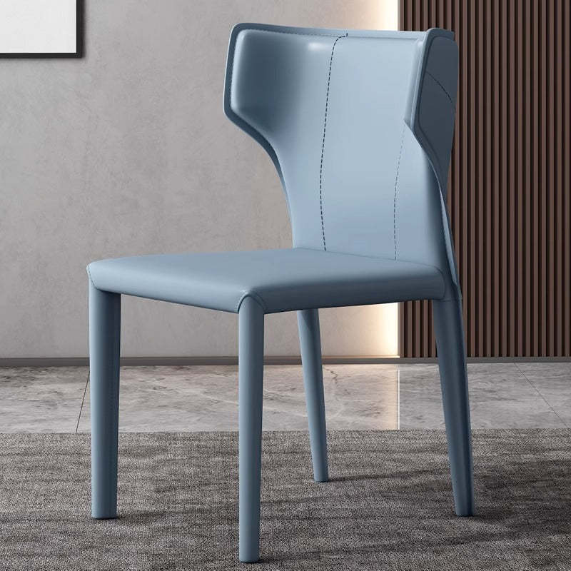 Scandinavian Bullhead Leather Metal Dining Chair
