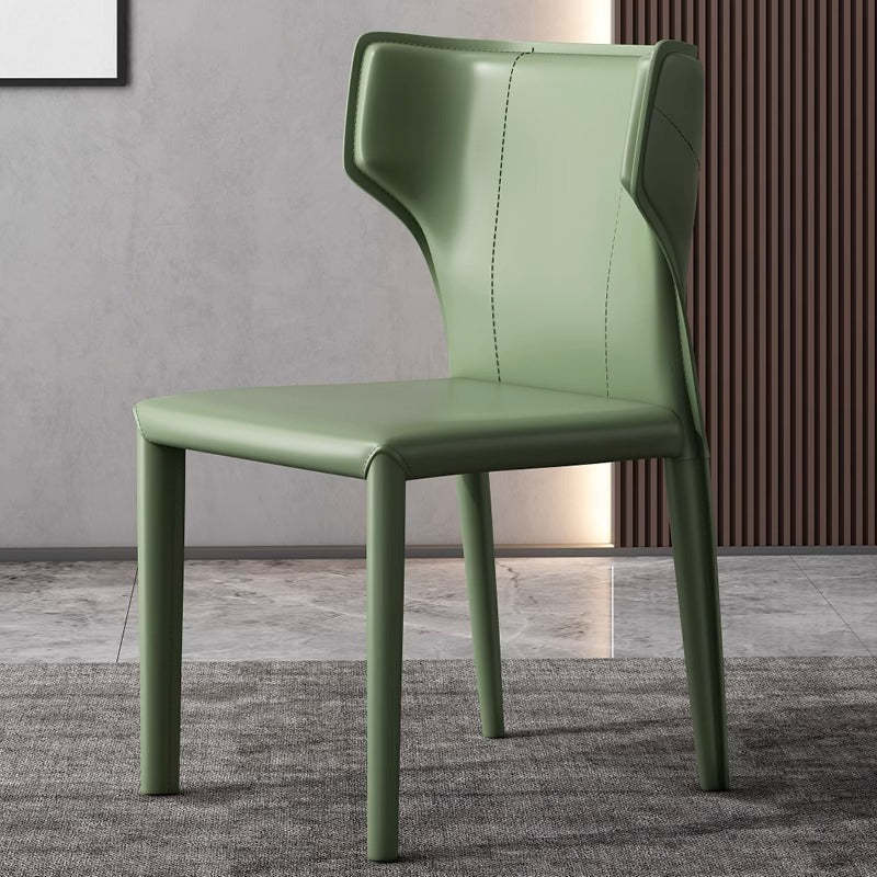 Scandinavian Bullhead Leather Metal Dining Chair