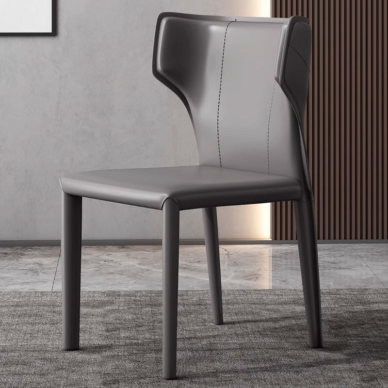 Scandinavian Bullhead Leather Metal Dining Chair