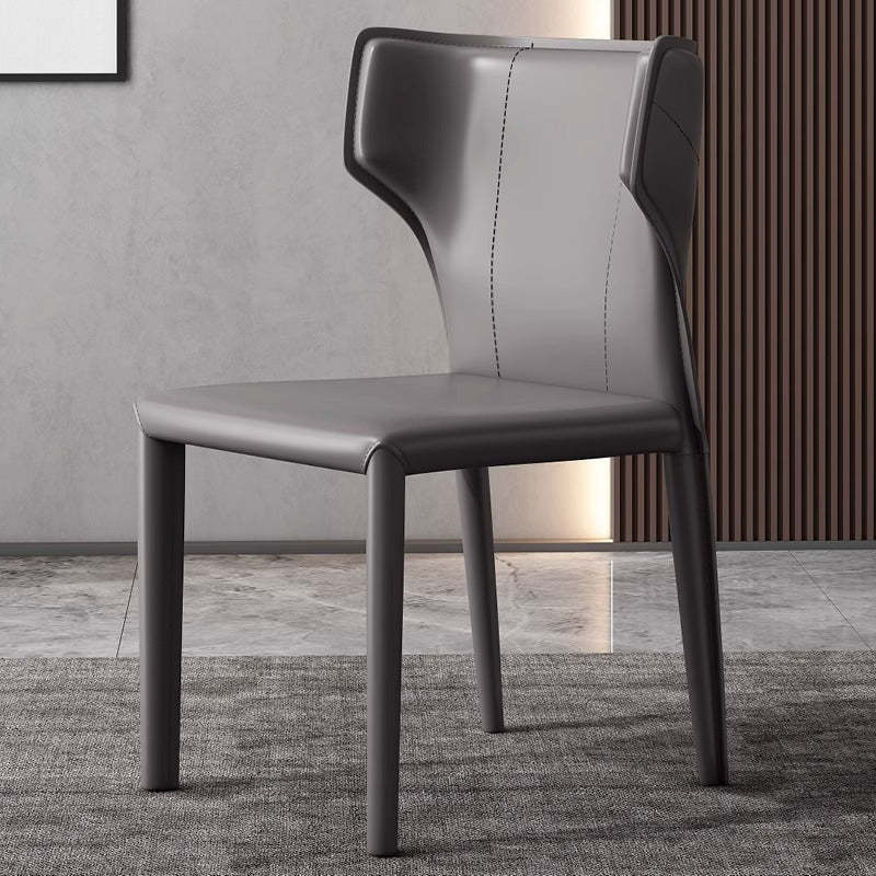 Scandinavian Bullhead Leather Metal Dining Chair