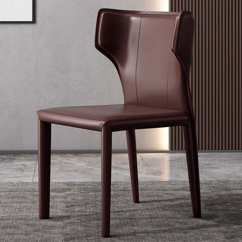 Scandinavian Bullhead Leather Metal Dining Chair