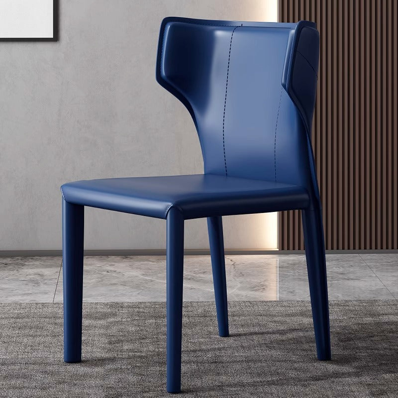 Scandinavian Bullhead Leather Metal Dining Chair