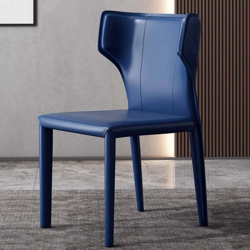 Scandinavian Bullhead Leather Metal Dining Chair