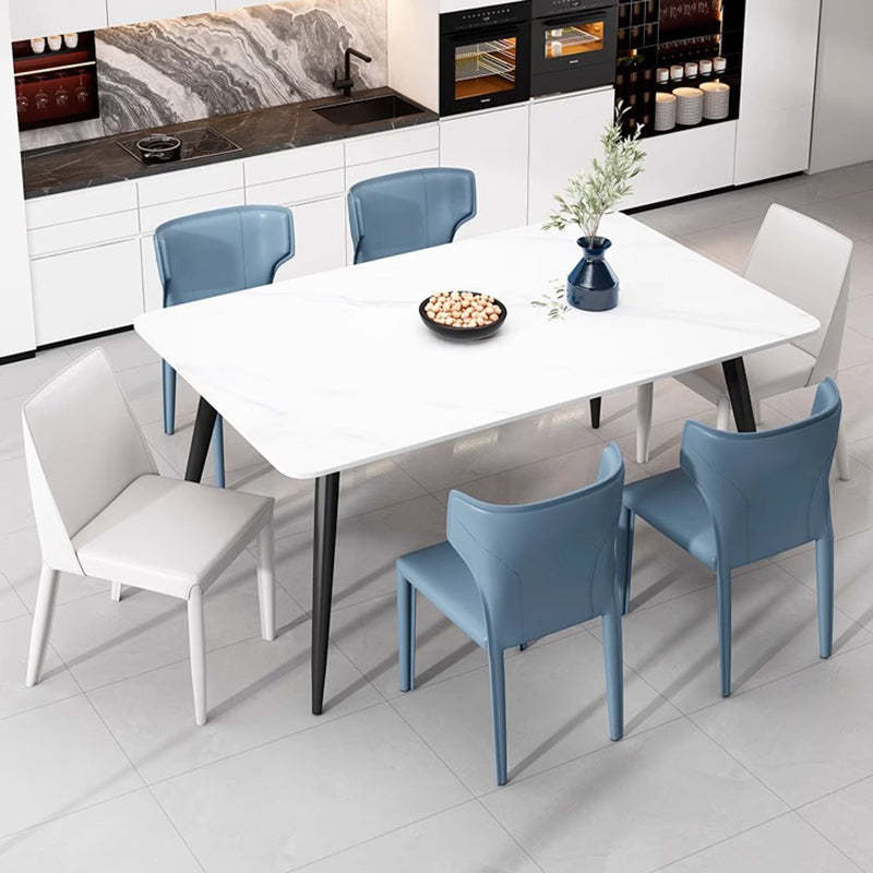 Scandinavian Bullhead Leather Metal Dining Chair — Dark Gray