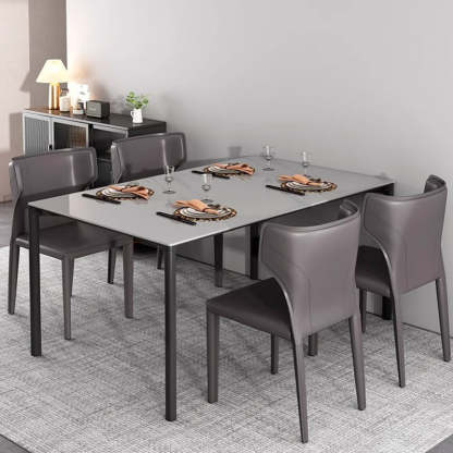 Scandinavian Bullhead Leather Metal Dining Chair — Dark Green