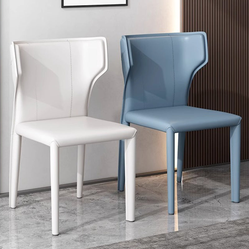 Scandinavian Bullhead Leather Metal Dining Chair — Dark Curry