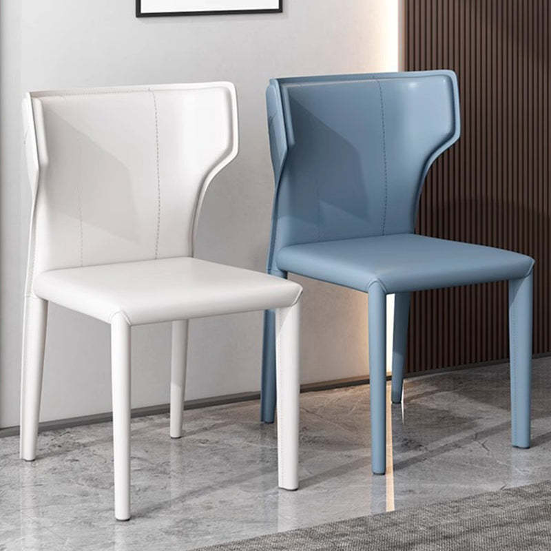 Scandinavian Bullhead Leather Metal Dining Chair — Dark Curry