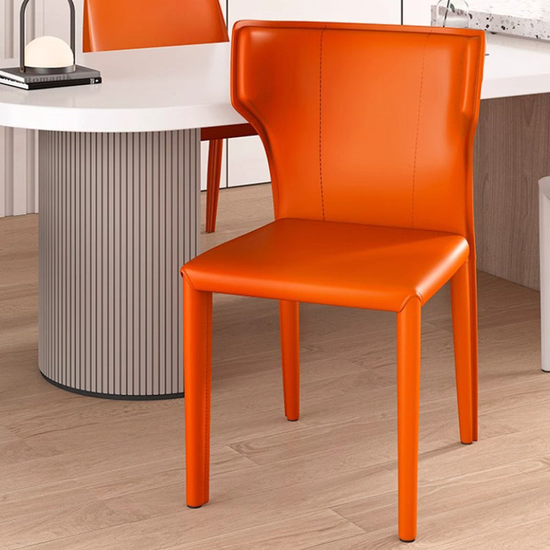 Scandinavian Bullhead Leather Metal Dining Chair