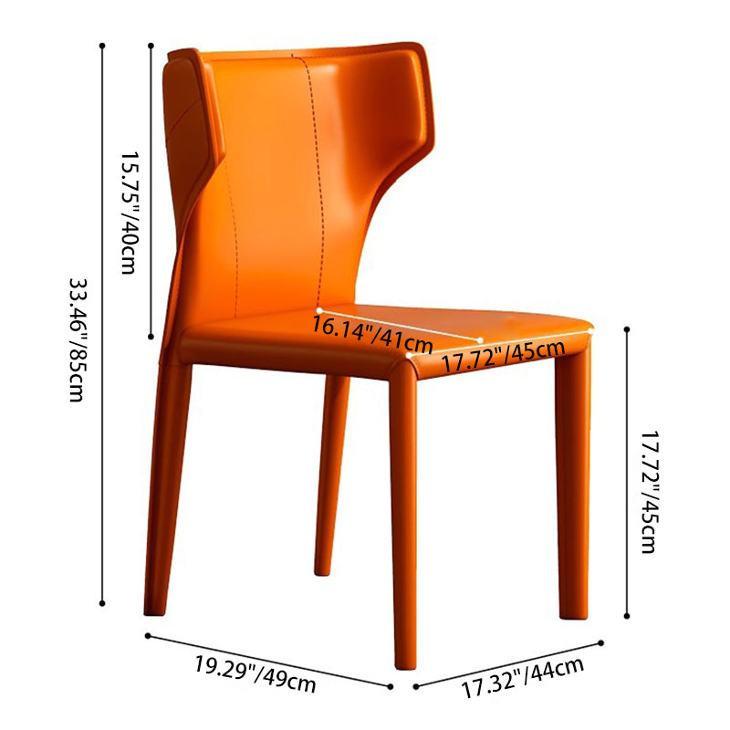 Scandinavian Bullhead Leather Metal Dining Chair — Light Green