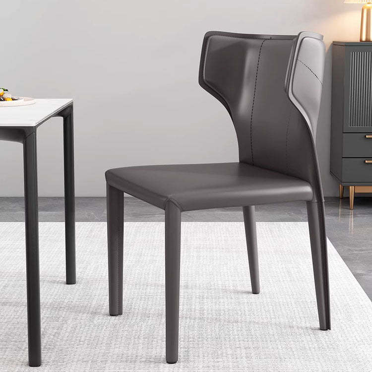Scandinavian Bullhead Leather Metal Dining Chair