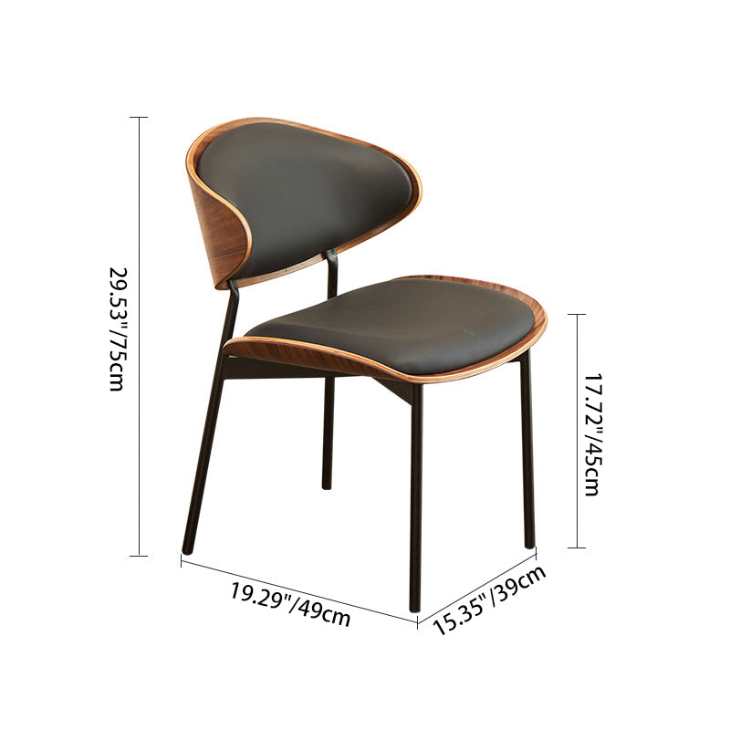 Modern Curved Leather Metal Dining Chair