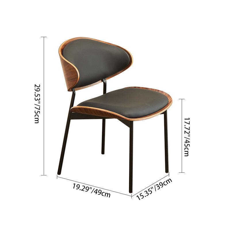 Modern Curved Leather Metal Dining Chair