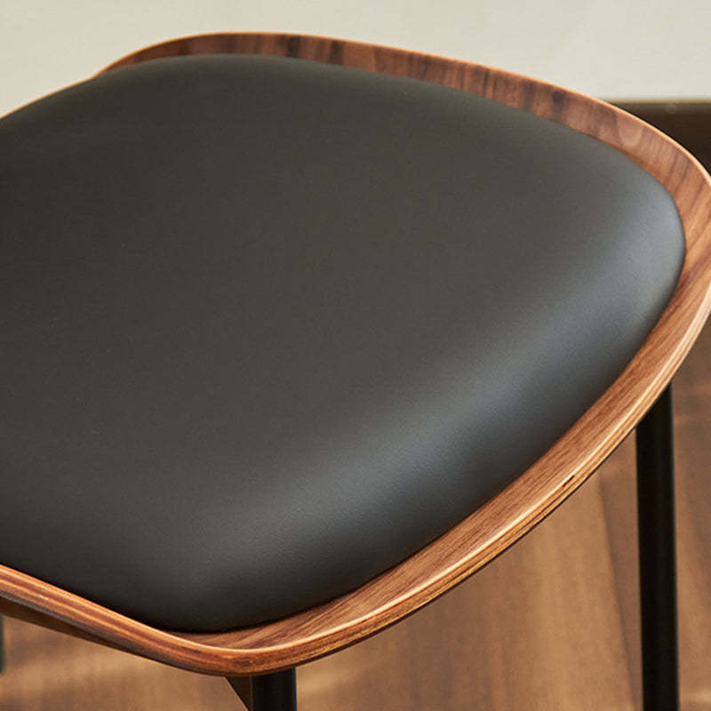 Modern Curved Leather Metal Dining Chair
