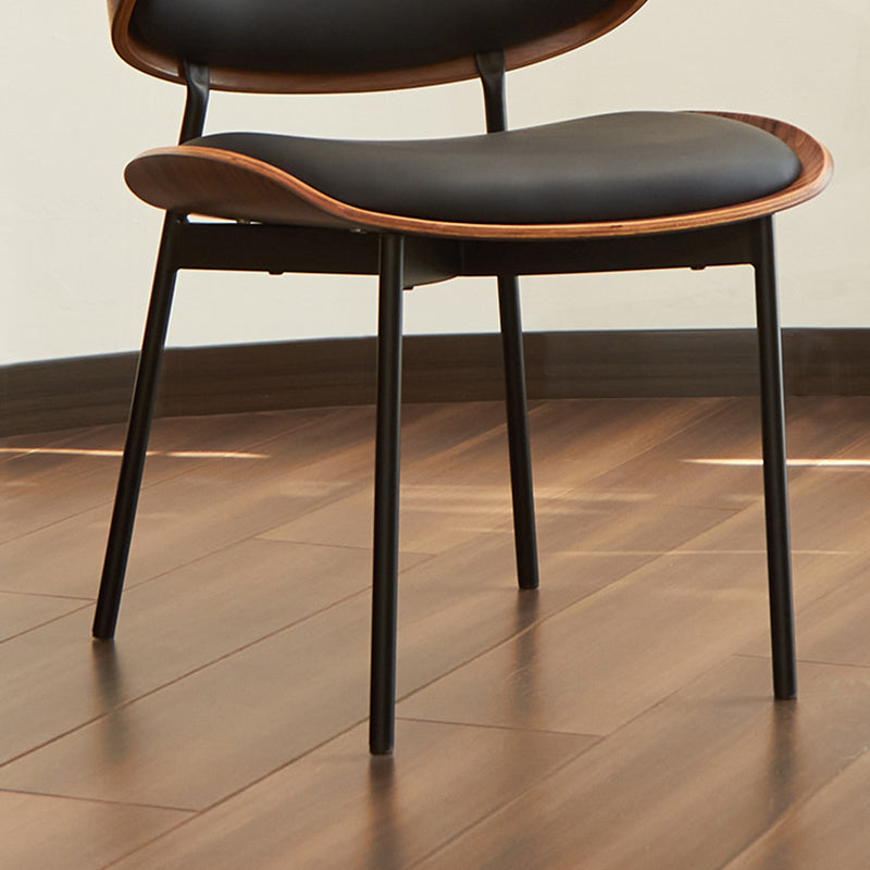 Modern Curved Leather Metal Dining Chair