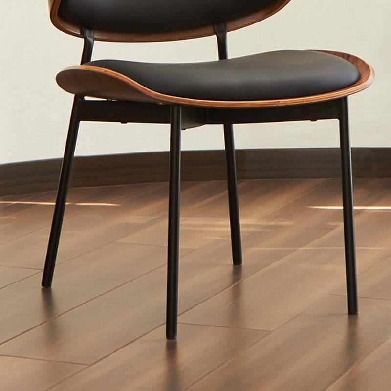 Modern Curved Leather Metal Dining Chair