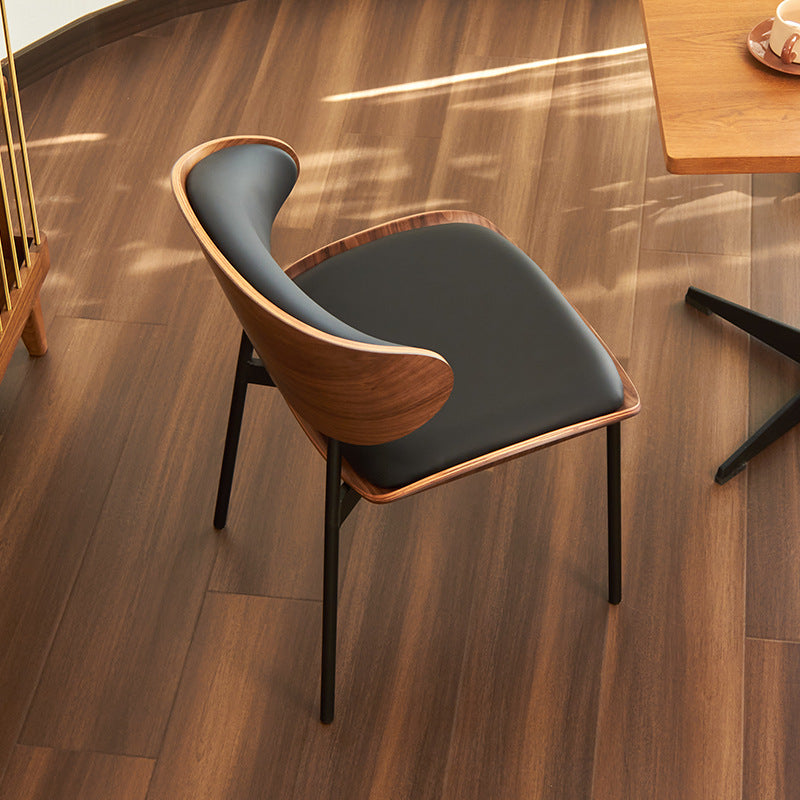 Modern Curved Leather Metal Dining Chair
