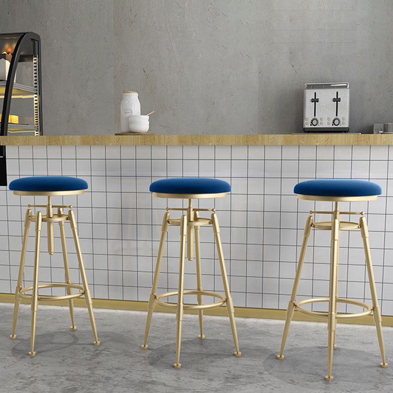 Scandinavian Liftable Leather Iron Solid Wood Bar Stool — Black