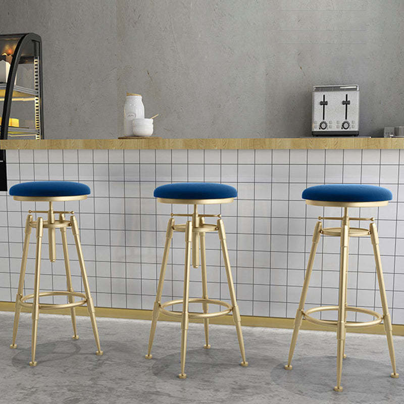 Scandinavian Liftable Leather Iron Solid Wood Bar Stool — Black
