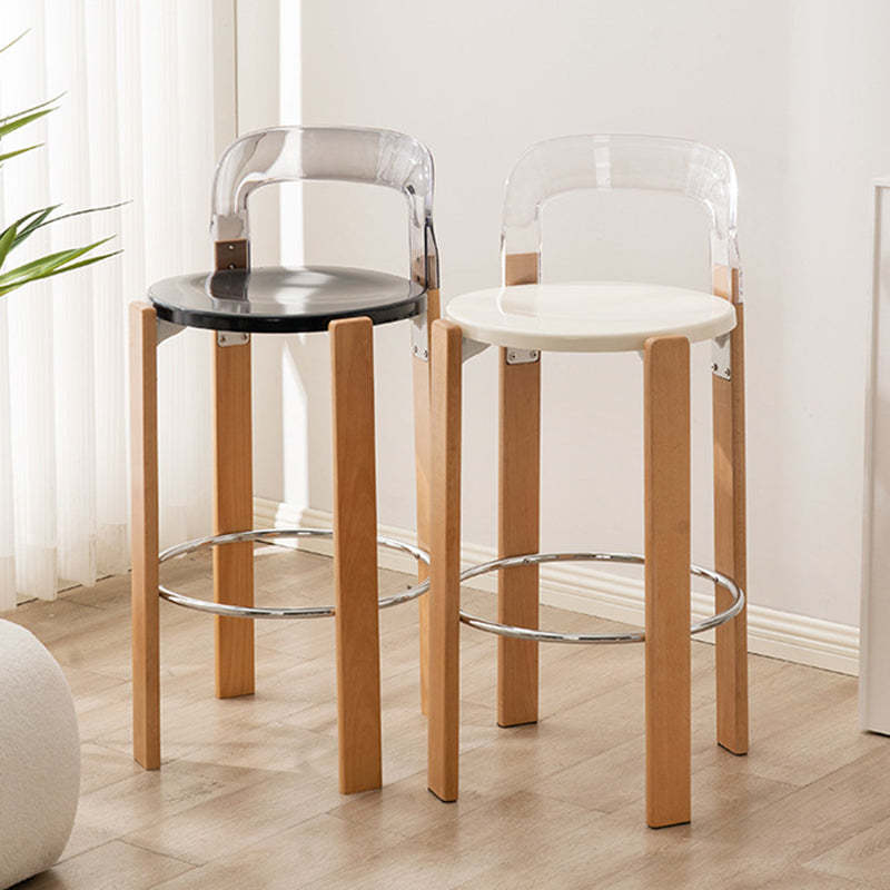 Chinese Curved Wood Dining Chair — White / Clear