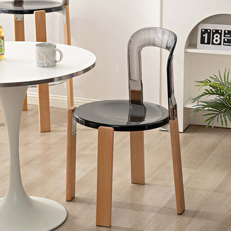 Chinese Curved Wood Dining Chair — White / Anthracite