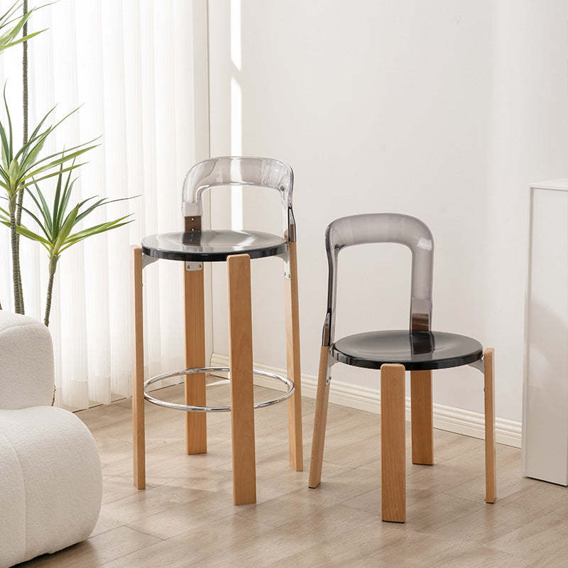 Chinese Curved Wood Dining Chair — White / Tea Color