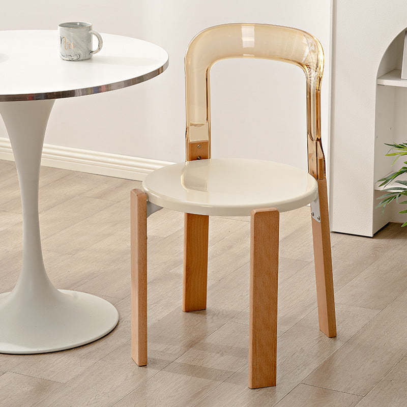 Chinese Curved Wood Dining Chair — Black / Clear