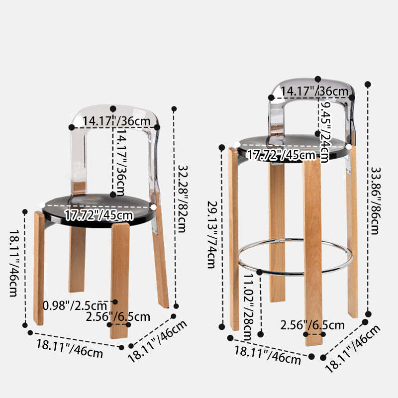 Chinese Curved Wood Dining Chair — White / Anthracite