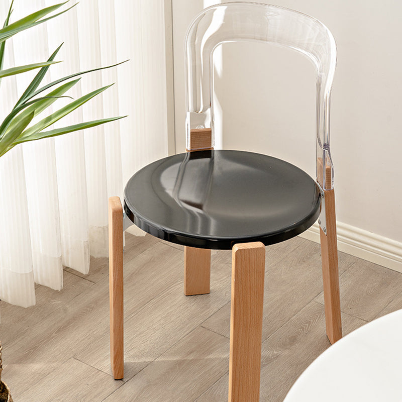 Chinese Curved Wood Dining Chair — Black / Anthracite