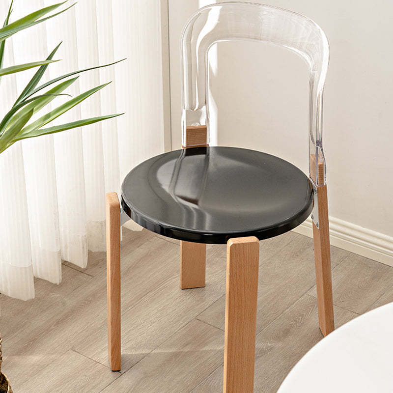 Chinese Curved Wood Dining Chair — Black / Anthracite
