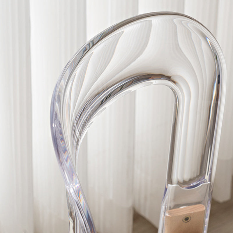 Chinese Curved Wood Dining Chair — Black / Clear