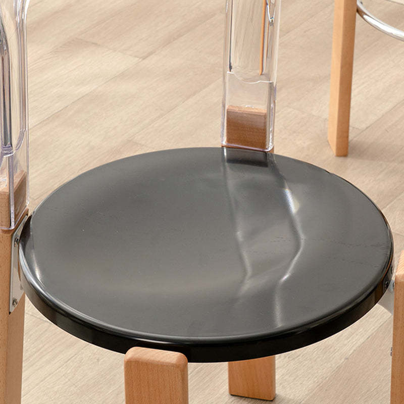 Chinese Curved Wood Dining Chair — Black / Tea Color