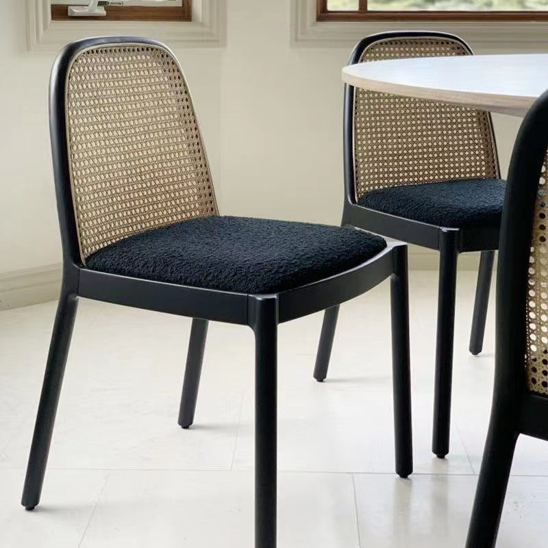 Chinese Linen Dining Chair — Walnut Color & Linen