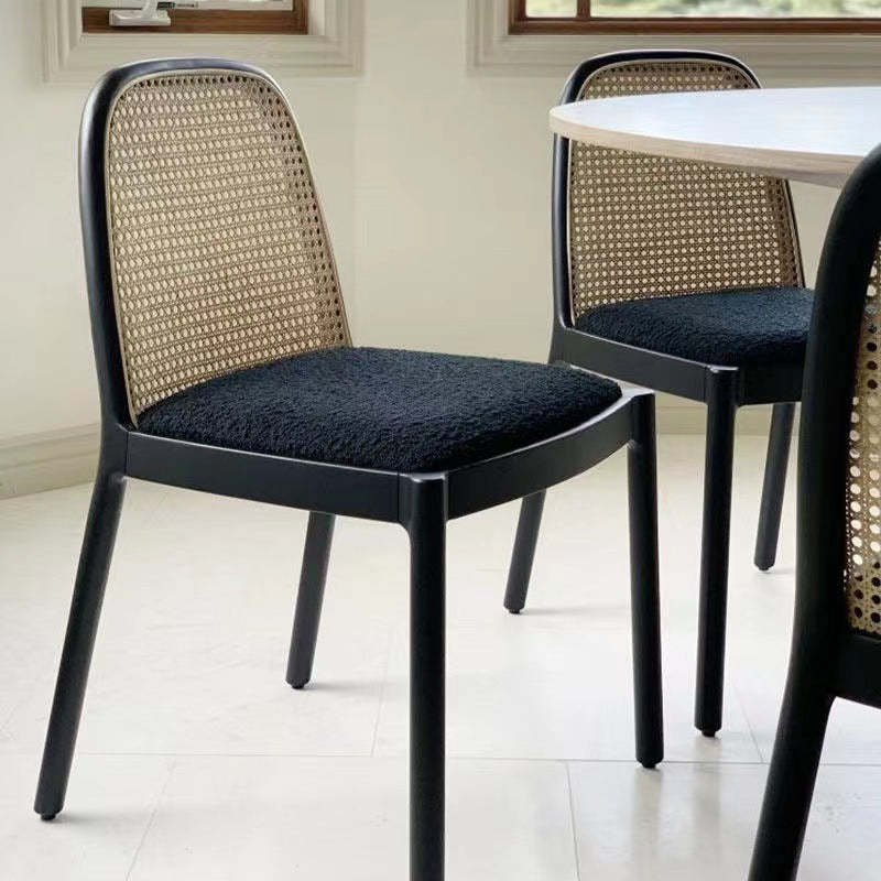 Chinese Linen Dining Chair — Walnut Color & Linen