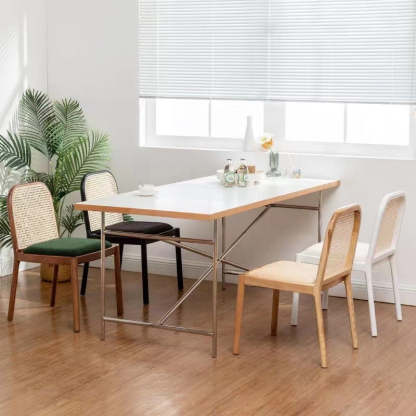 Chinese Linen Dining Chair — Original Wood Color & Linen