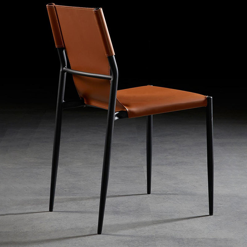 Scandinavian Saddle Leather Dining Chair with Back