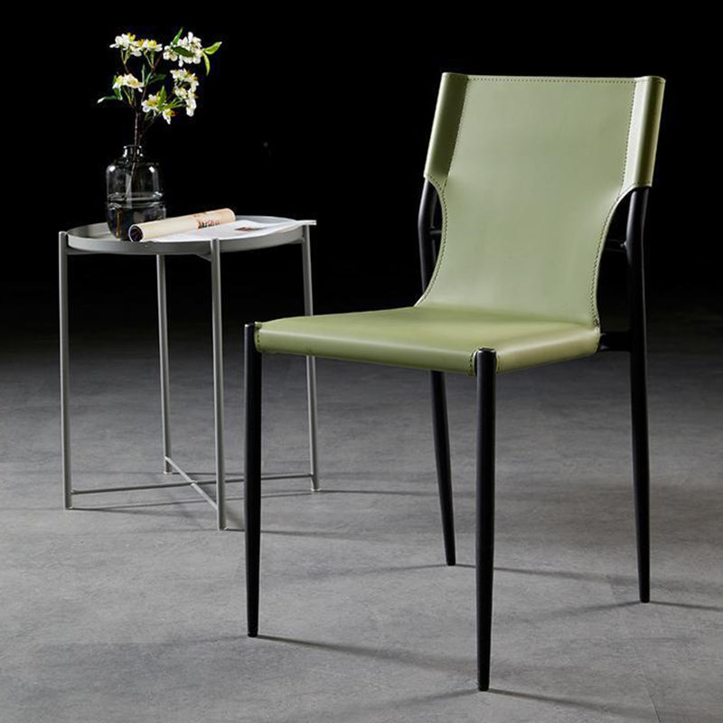 Scandinavian Saddle Leather Dining Chair with Back