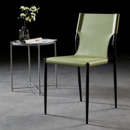 Scandinavian Saddle Leather Dining Chair with Back