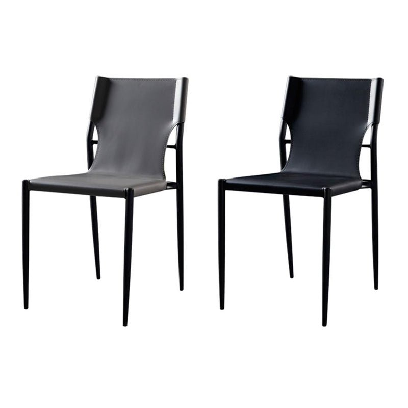 Scandinavian Saddle Leather Dining Chair with Back